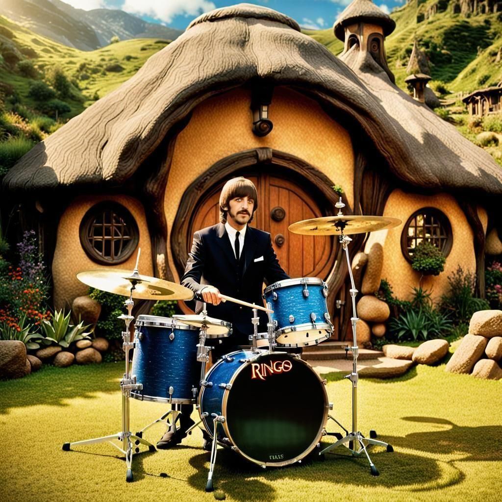 Ringo Starr Plays Drums at Hobbit House