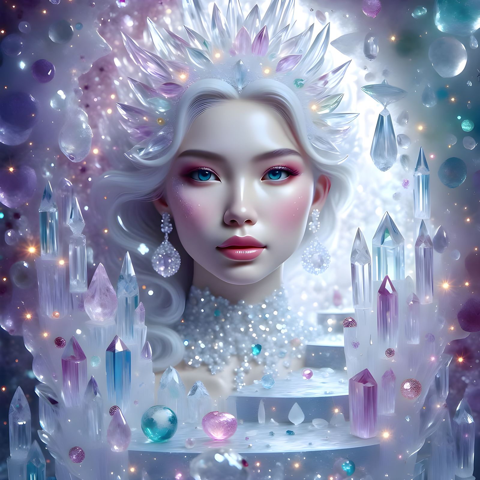 Crystal Goddess in Hyper-Realistic Splendor