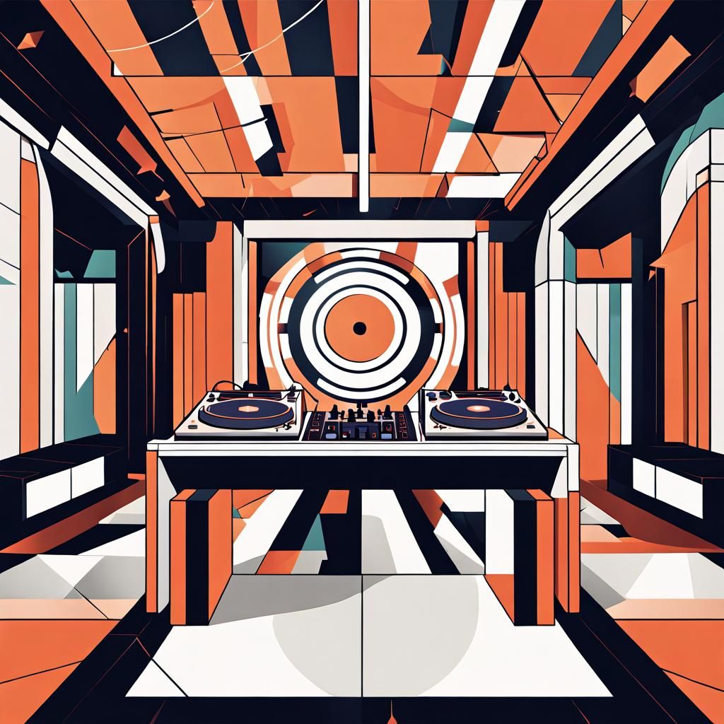 Music Club in Cubist Art Deco Digital Illustration