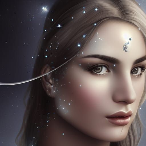 Celestial Artemis Portrait in Hyperdetailed Digital Art
