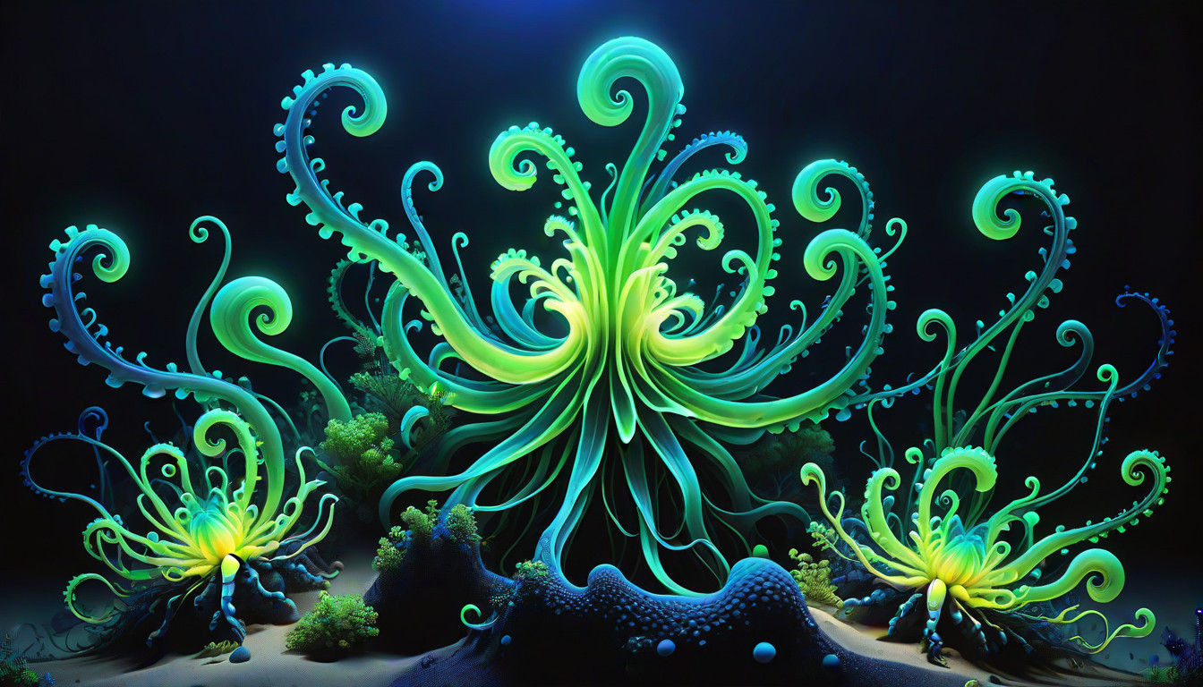 Fractured Bloom in Topological Chaos - Cyberpunk Botanical