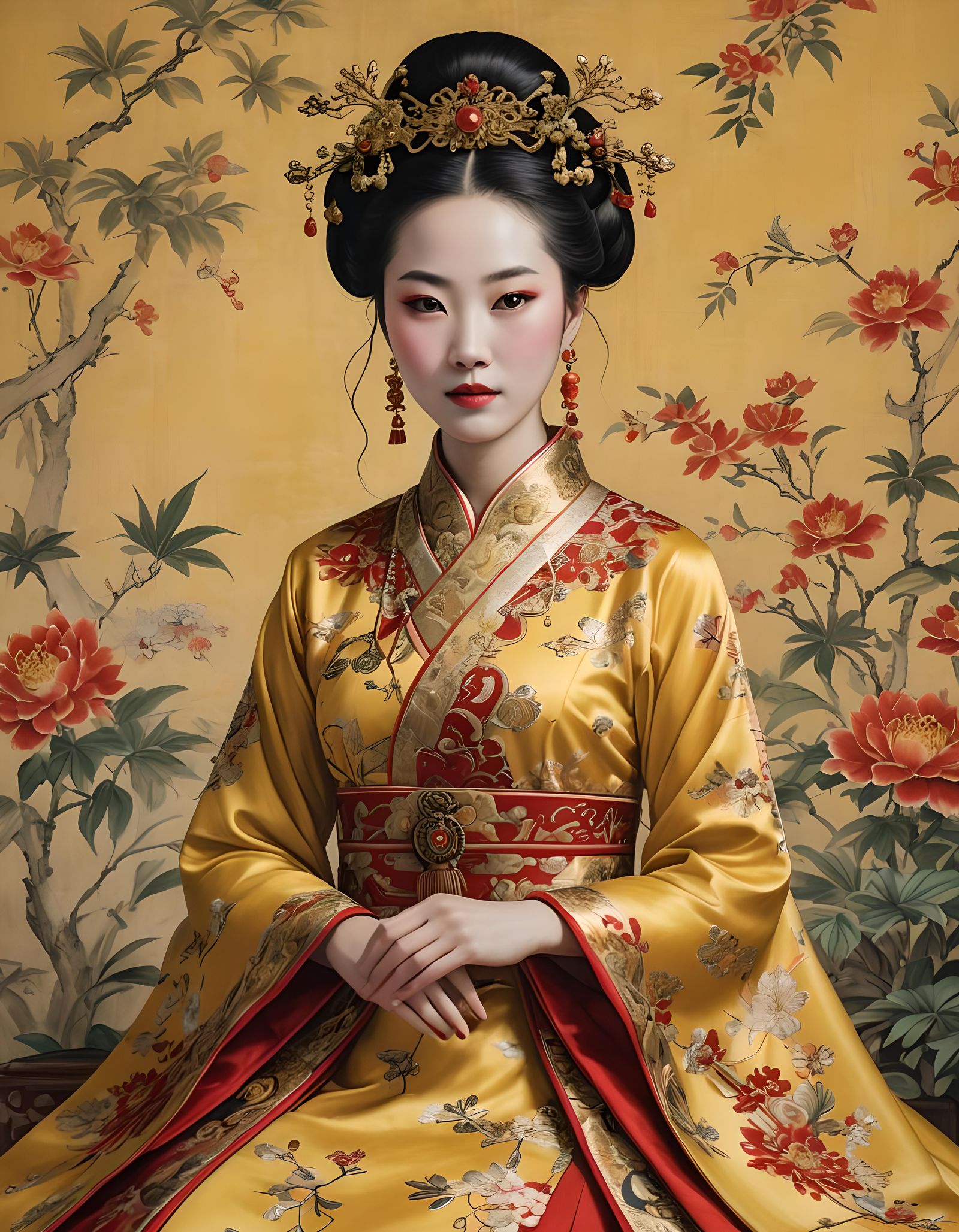 Young Chinese Empress Portrait in Traditional Dress