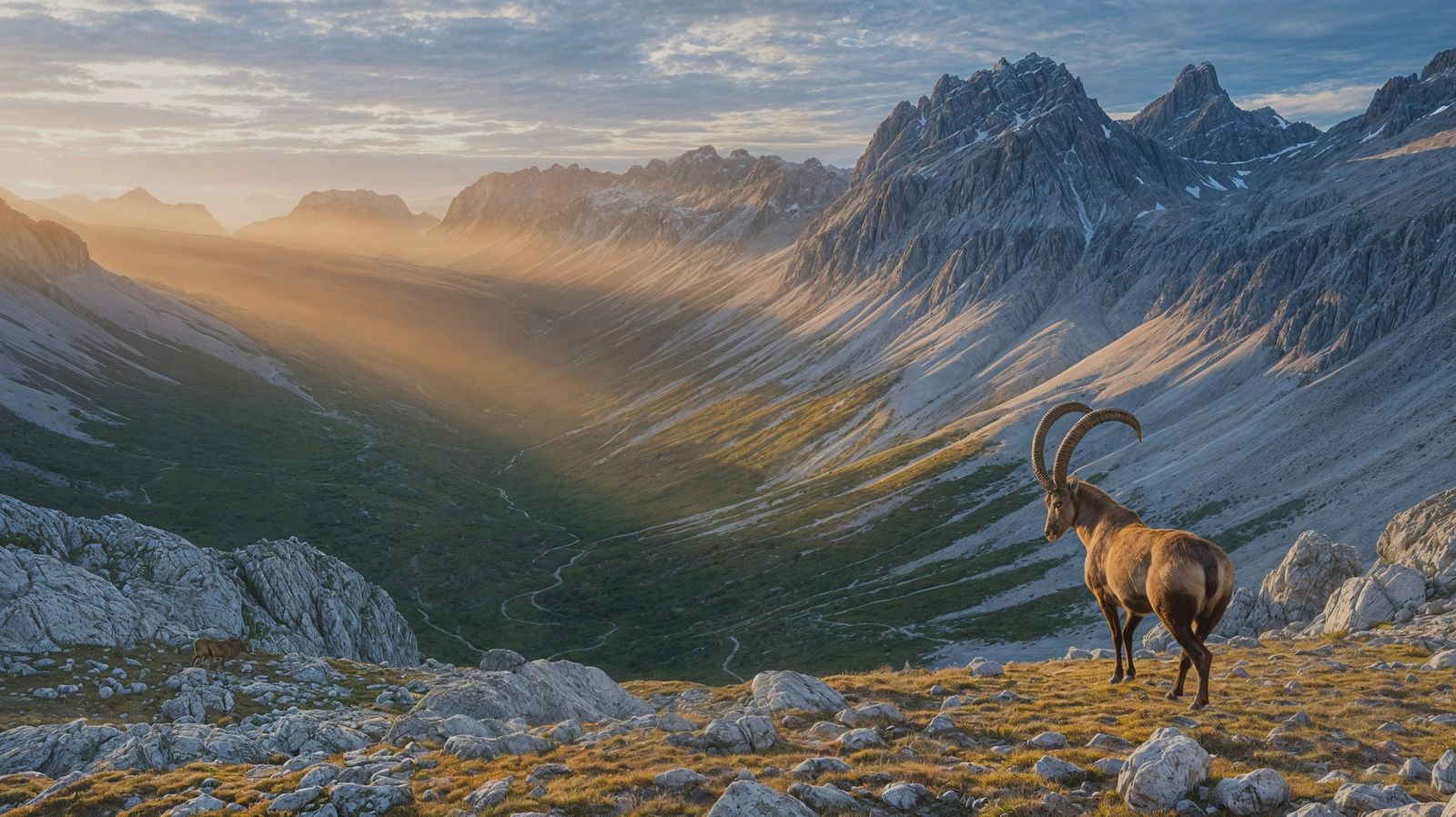 Majestic Ibex in Alpine Sunrise Landscape by Robert Bateman ...