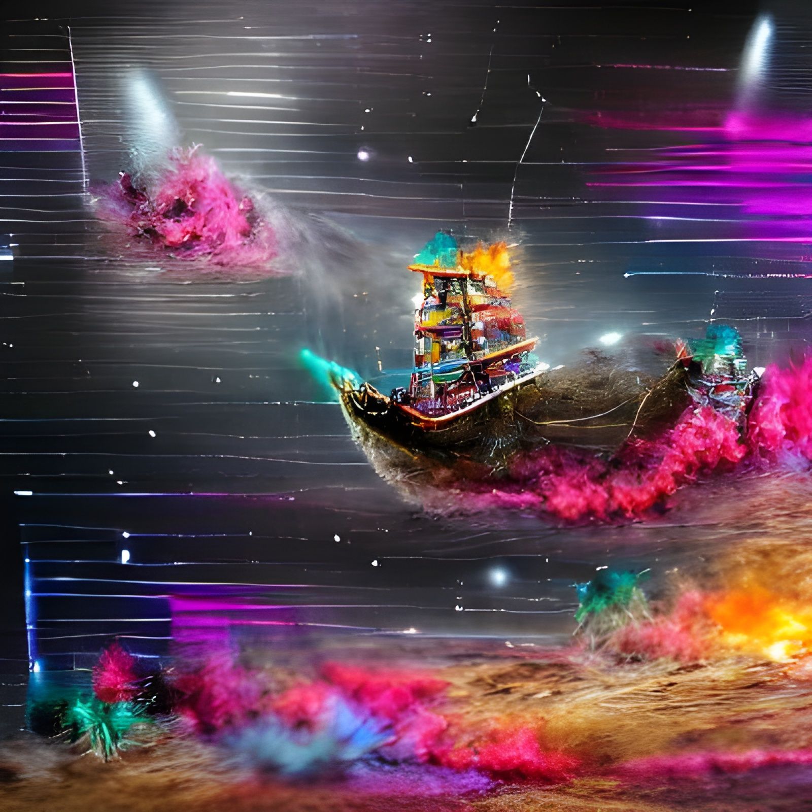 Cosmic Pirate Ship Chasing a Comet