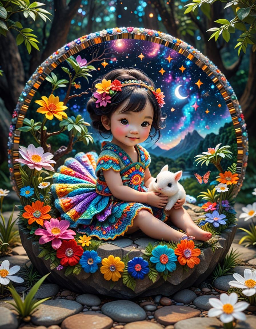 Kaleidoscopic Symmetry with Extinct Animals and Flowers