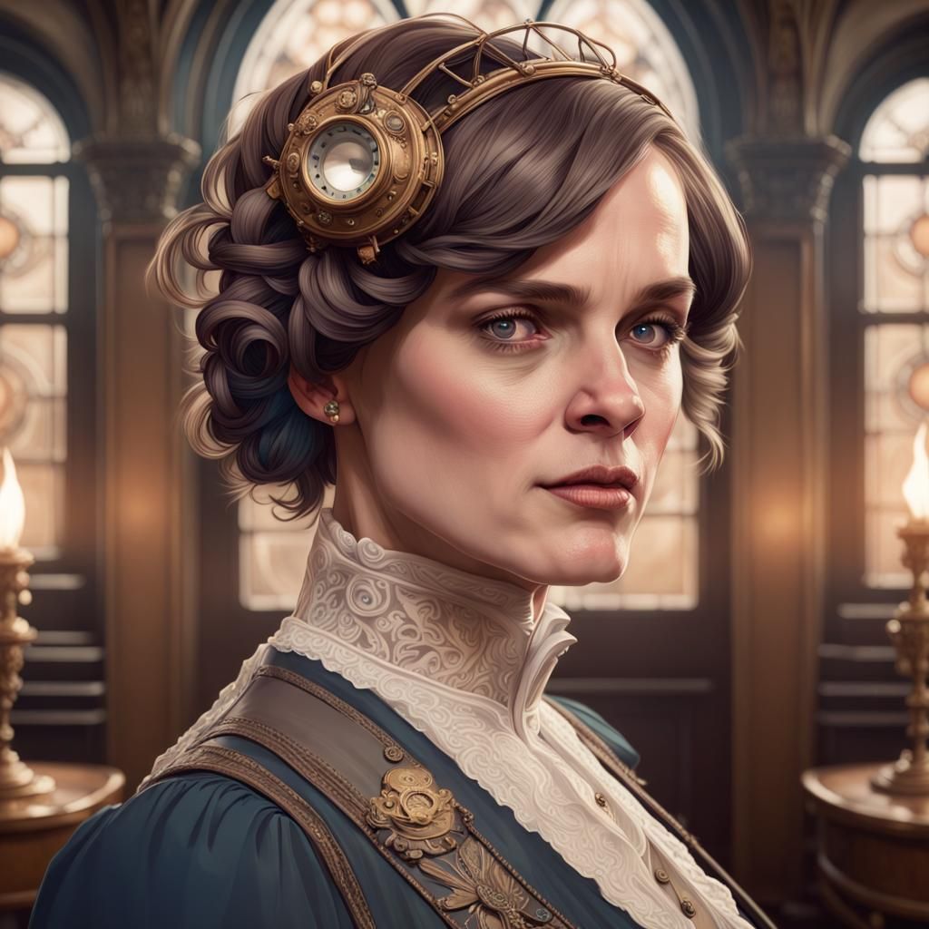 Steampunk Downton Abbey Portrait in Digital Art Style