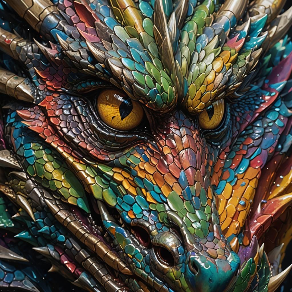 Intricate Dragon Eye in Hyperrealistic Splash Art
