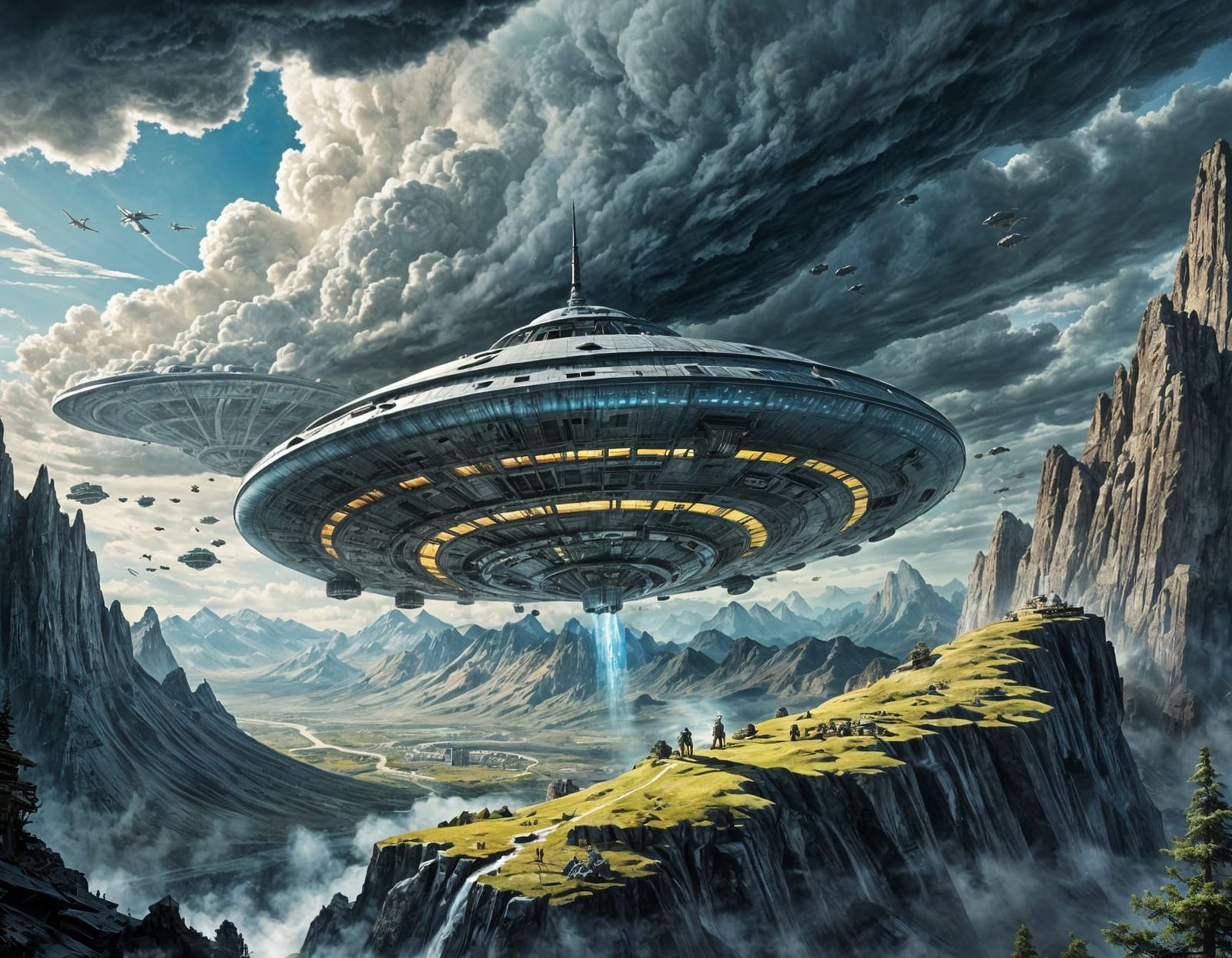 Alien Saucer Emerges from Supercell Clouds