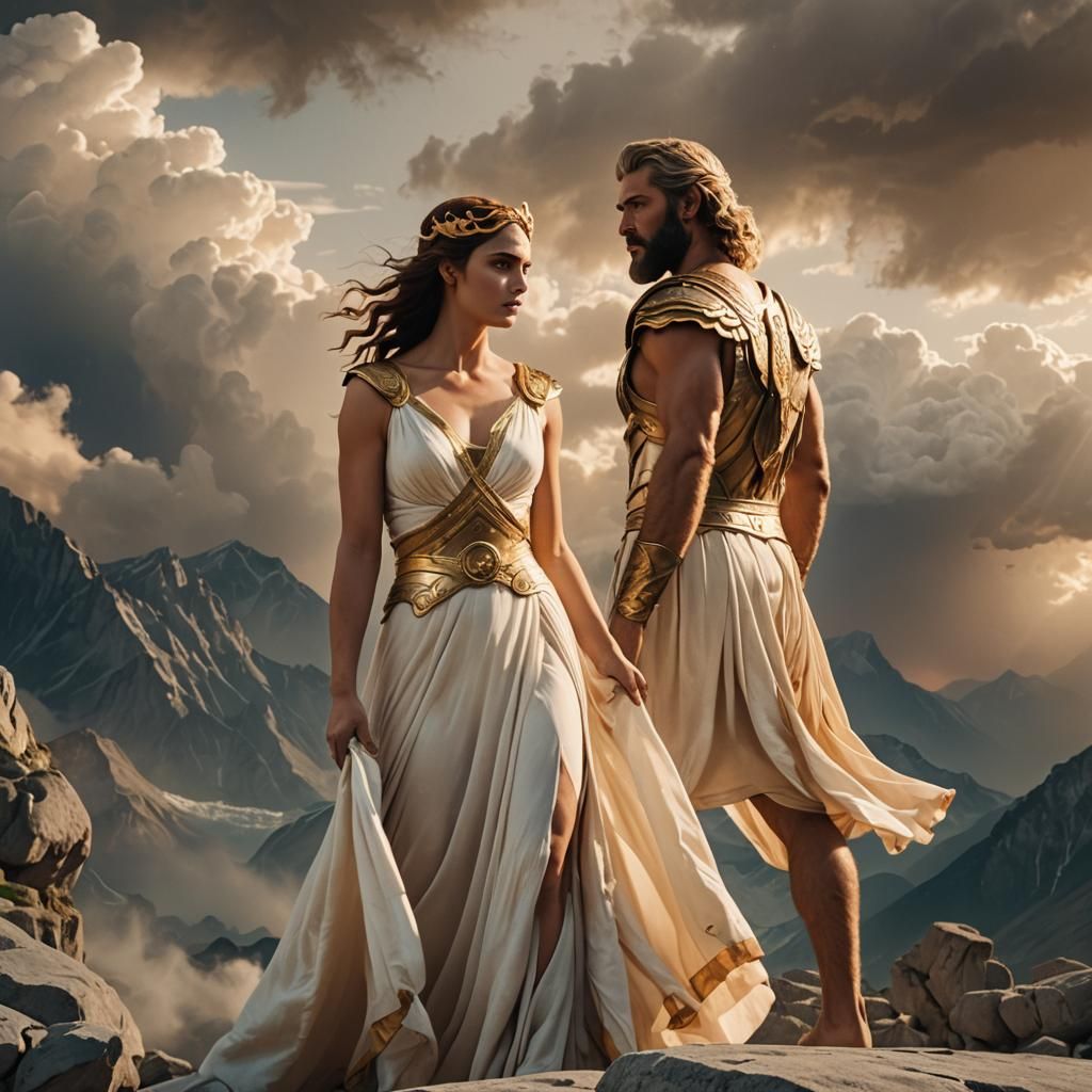 Zeus and Hera on Stormy Mount Olympus