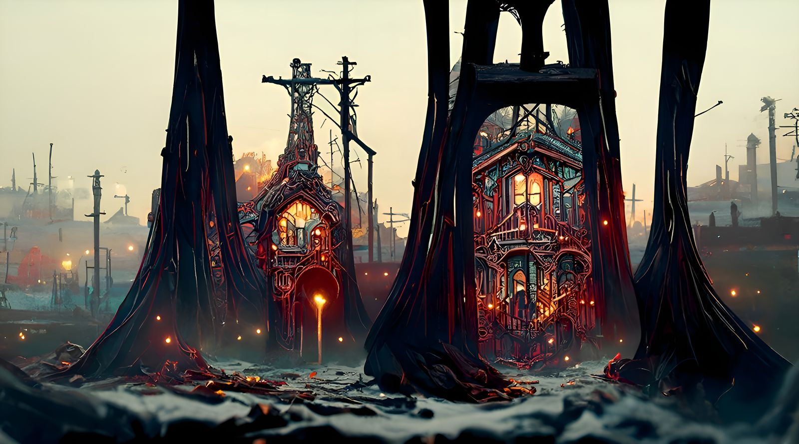 Ornate Industrial City at Twilight in 8K