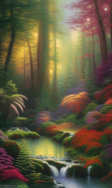 Enchanted Forest Oil Painting in Luminist Style