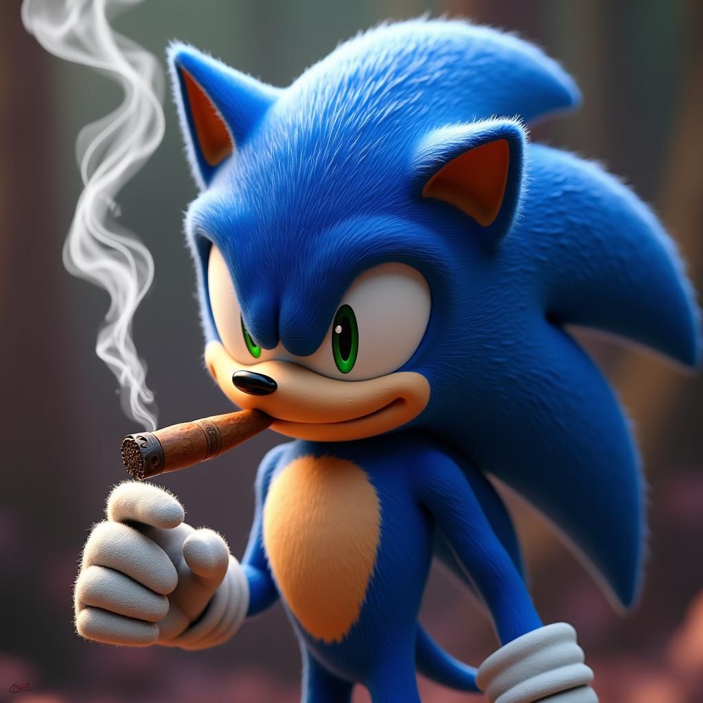 Sonic the Hedgehog Smoking Cigar