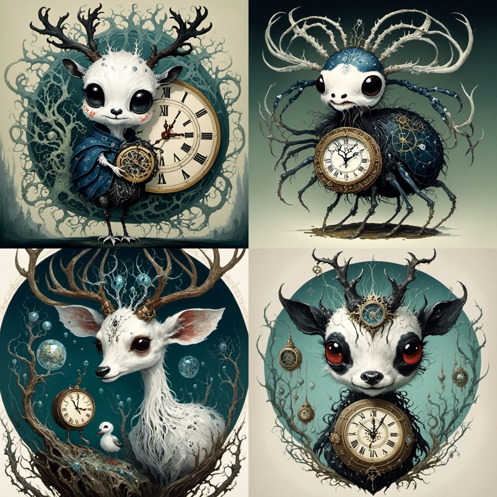 Adorable Creature Holding Clock in Fairytale Style
