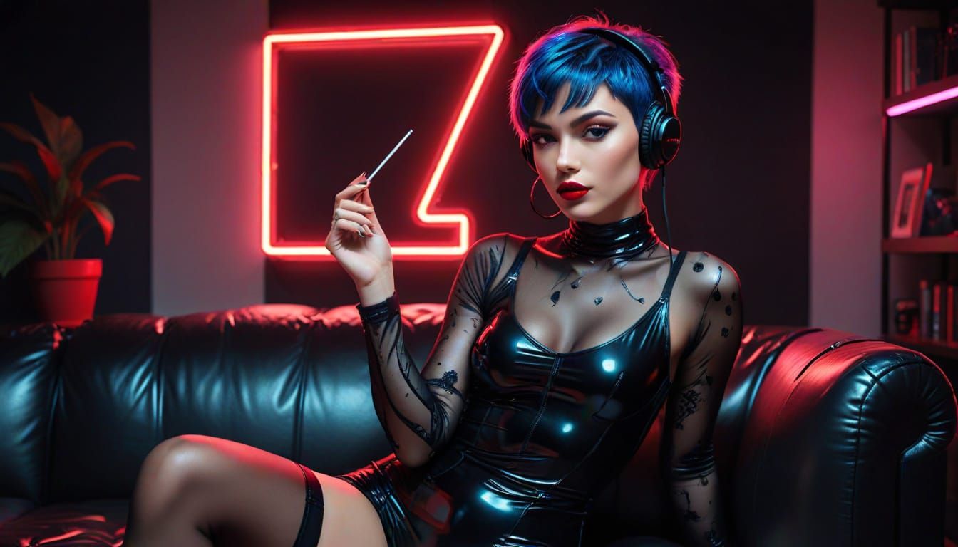 Surreal Mediterranean Supermodel in Edgy Punk Rock Art