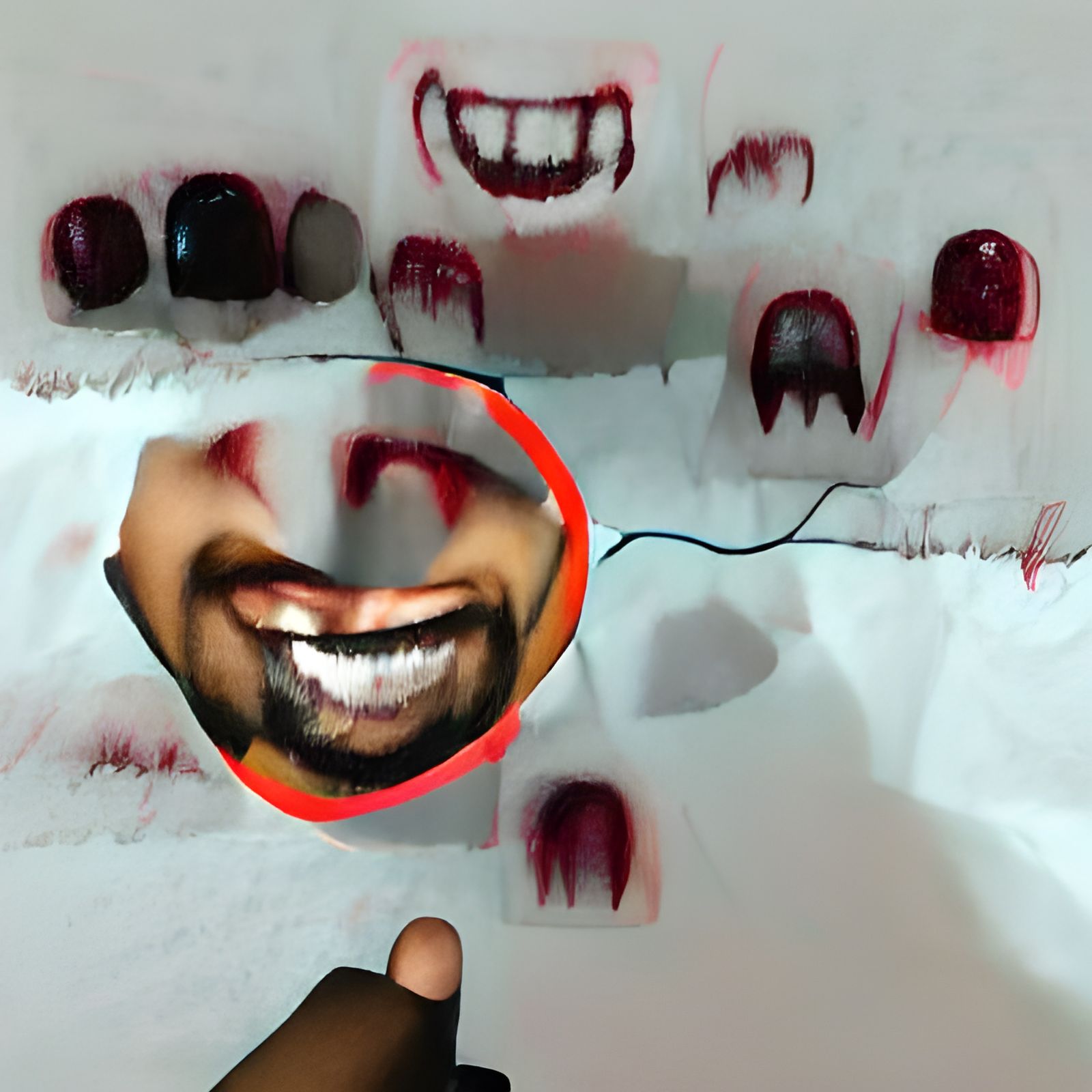 Creepy Bloody Shadow Creature with a Sinister Smile