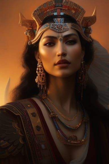 Aztec Goddess Tlaltecuhtli: Hyperdetailed Portrait
