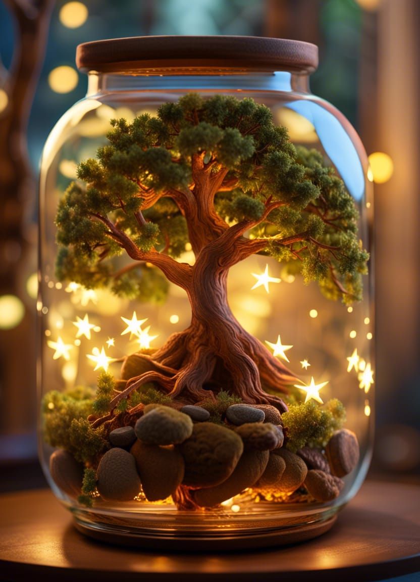 Fantasy Tree In A Glass Jar