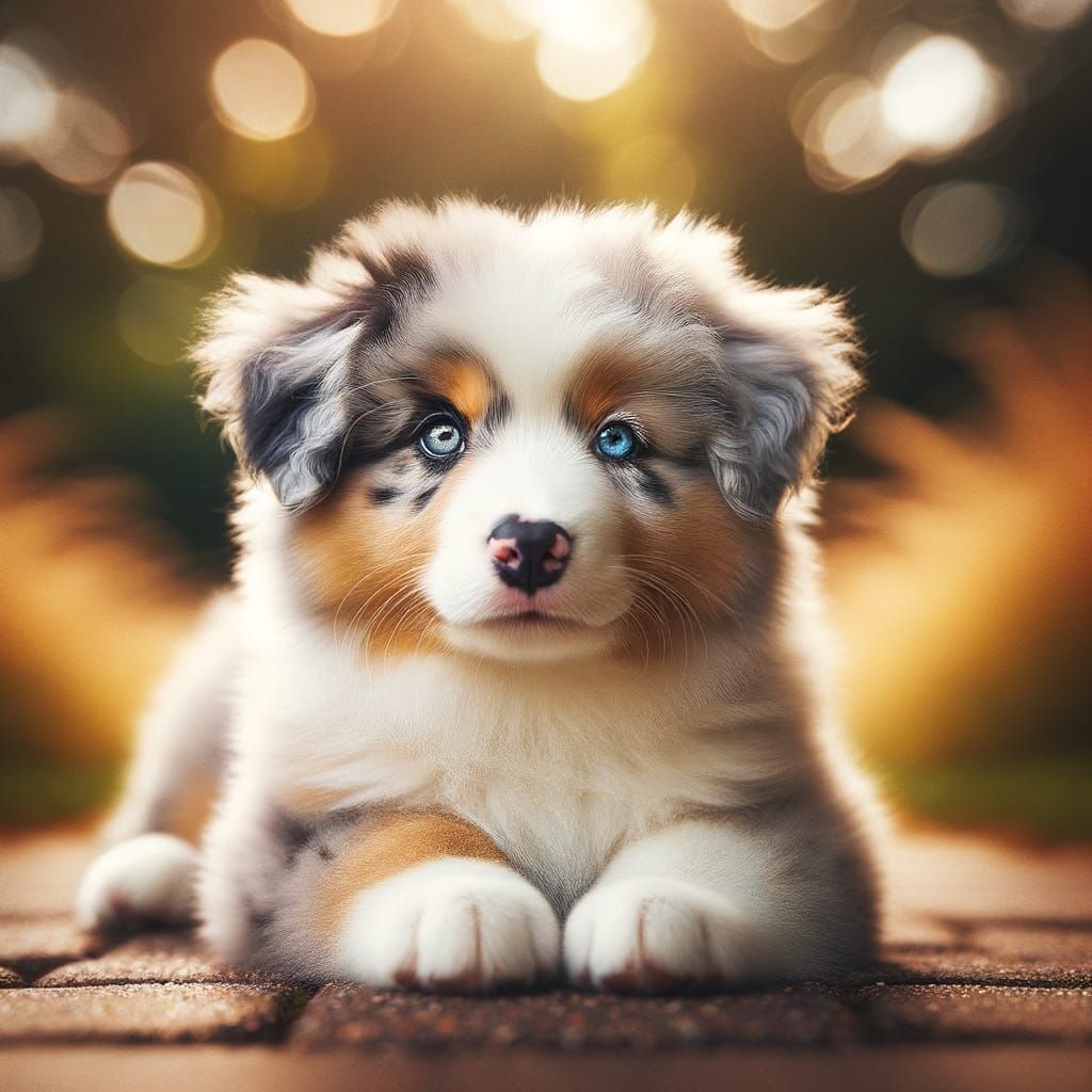 Heterochromatic Australian Shepherd Puppy Portrait