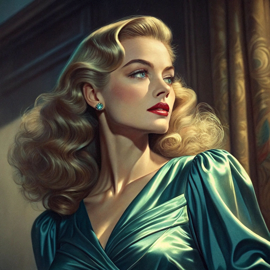 Hollywood Glamour Portrait with Flowing Blonde Hair
