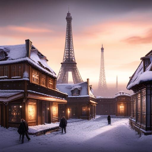 Paris, snow storm, Effifel Tower