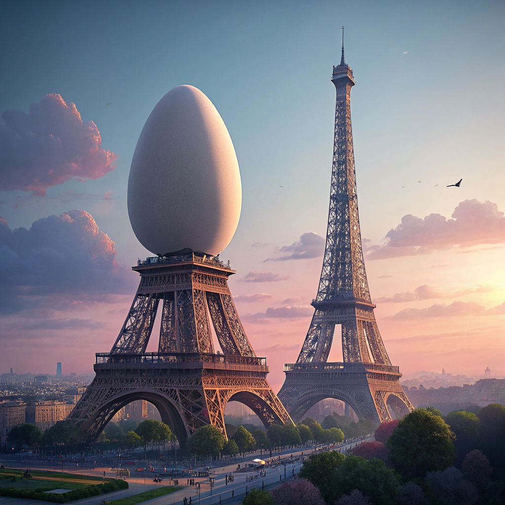 Eiffel Tower Topped with a Giant Egg