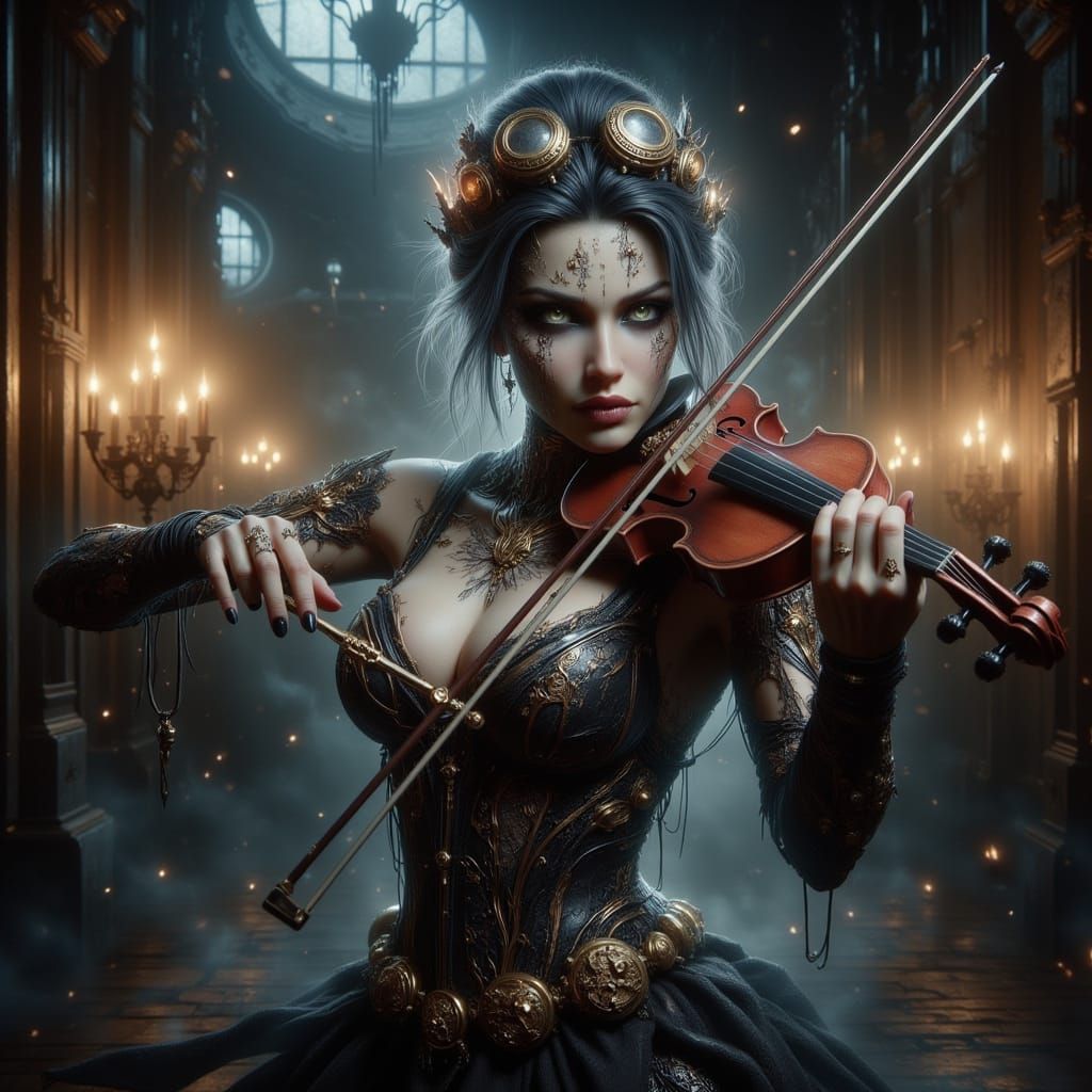 Steampunk Siren Plays Dance of Death in Haunting Opera House...