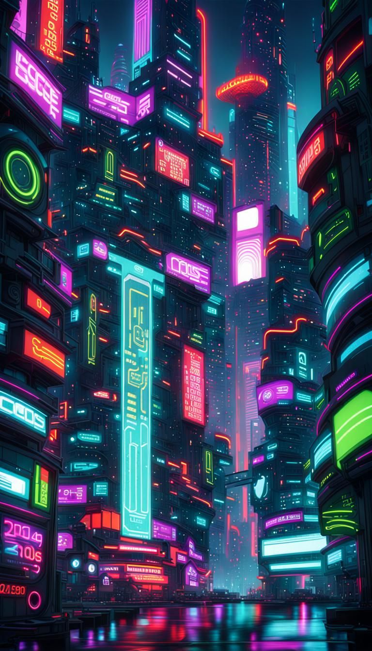 Futuristic Cyberpunk Cityscape at Night