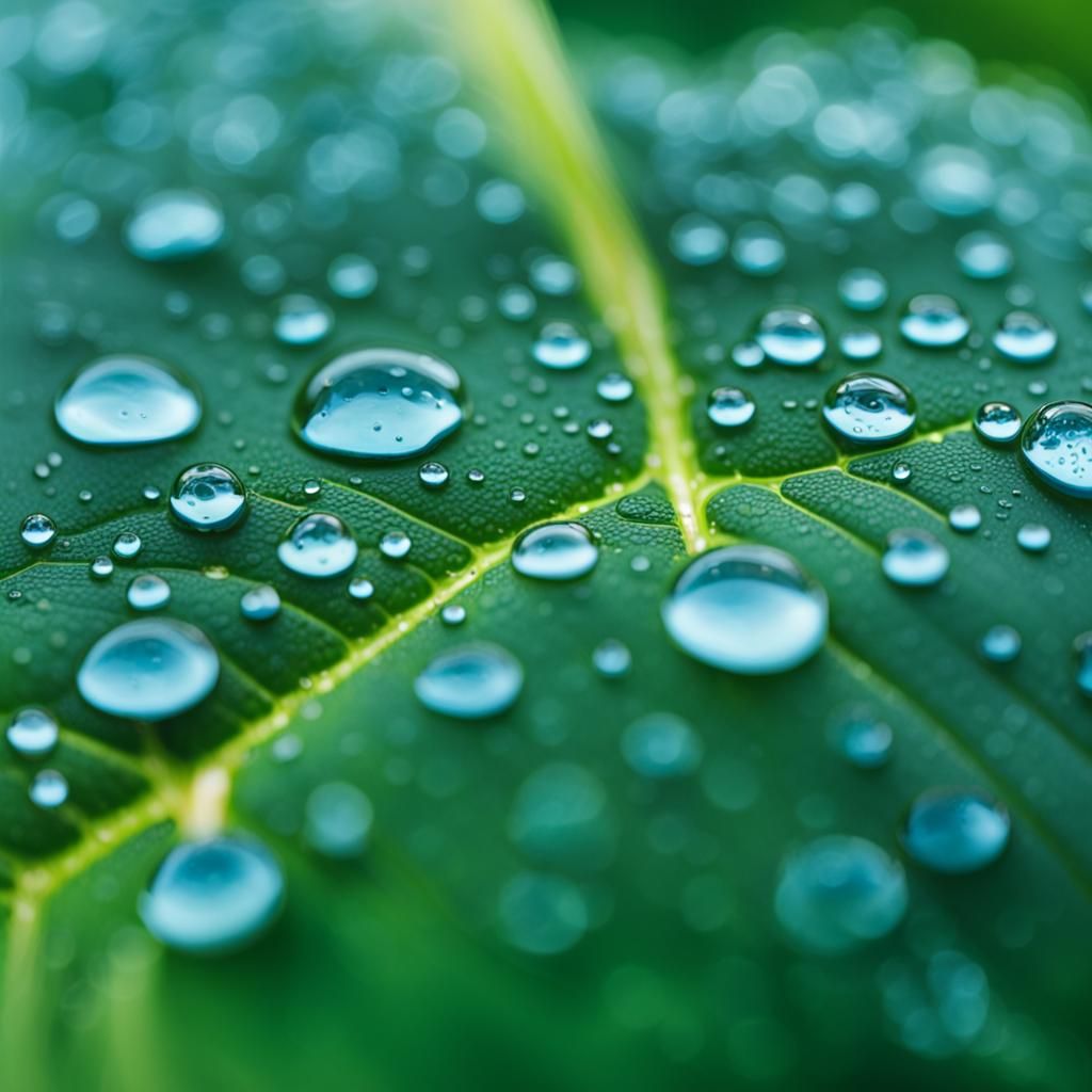 Macro Water Droplets Reflecting Light