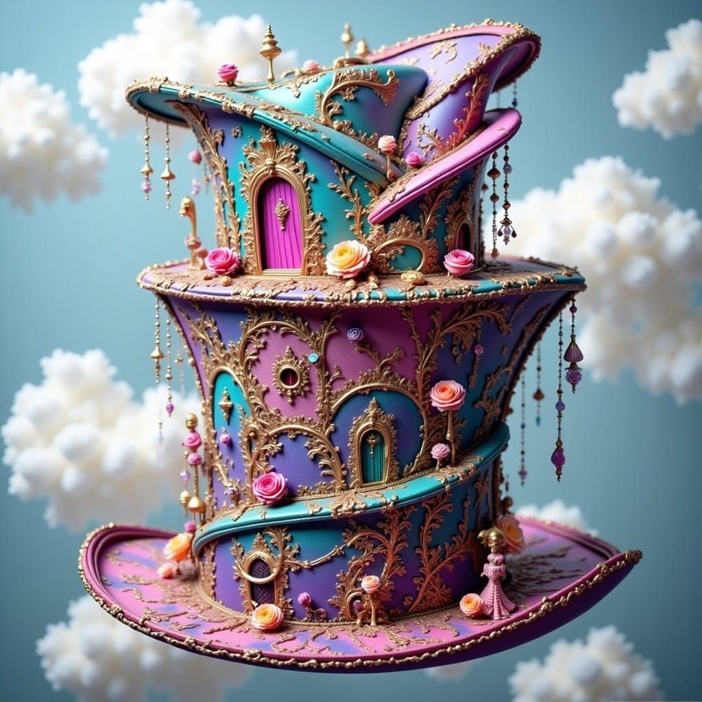 Majestic Top Hat House in Dreamlike Scene
