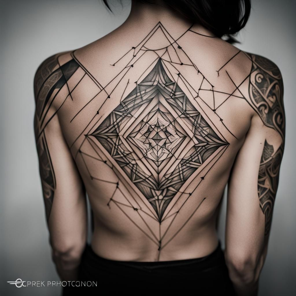 Intricate Geometric Tattoo Design with Bokeh Effect
