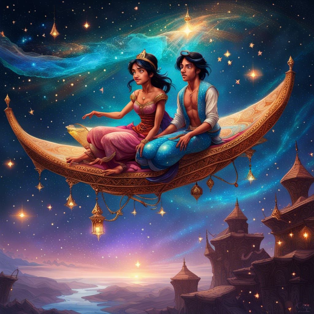 Jasmine and Aladdin on Magic Carpet Ride