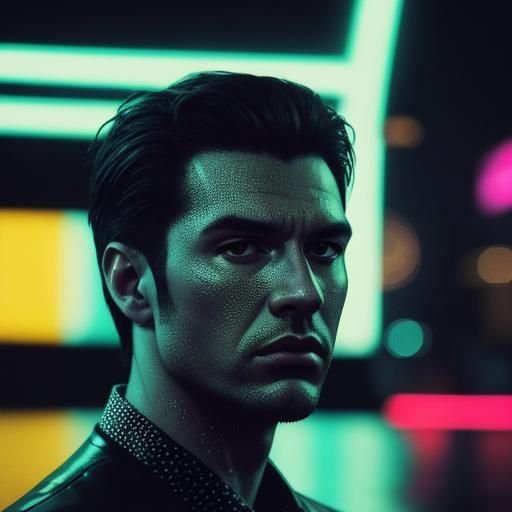 Pop Art: Man Lost in Thought at Night