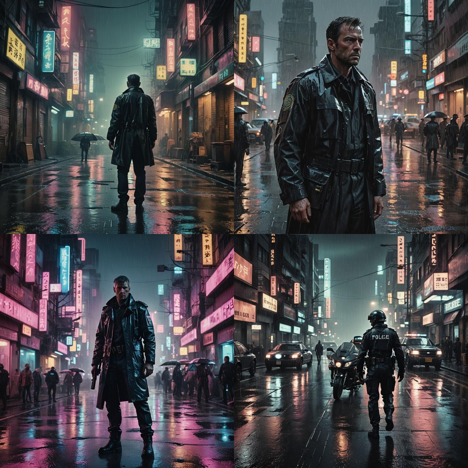 Cinematic Police Enforcer in Cyberpunk Style