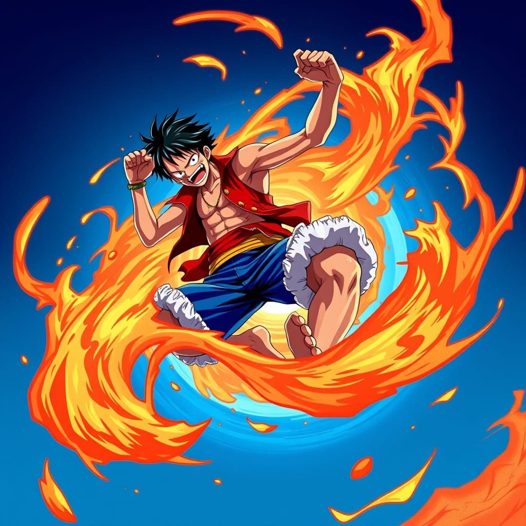 Heroic Monkey D. Luffy in Epic Anime Pose