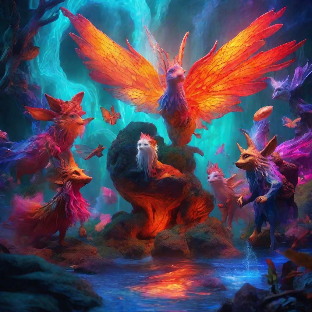 Elemental Mythical Creatures in Dreamlike Fantasy Art
