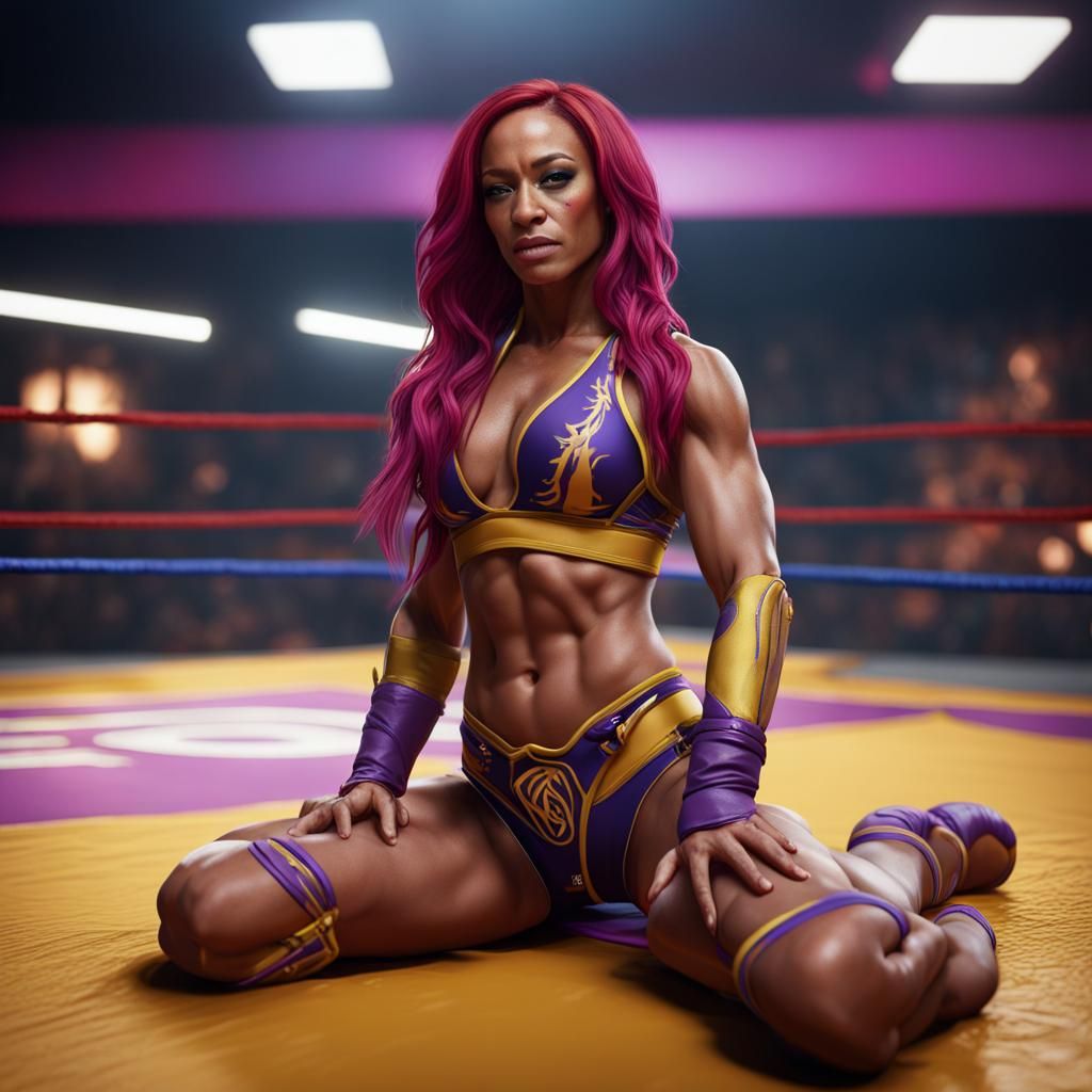 Sasha Banks Defeated: Detailed Matte Painting