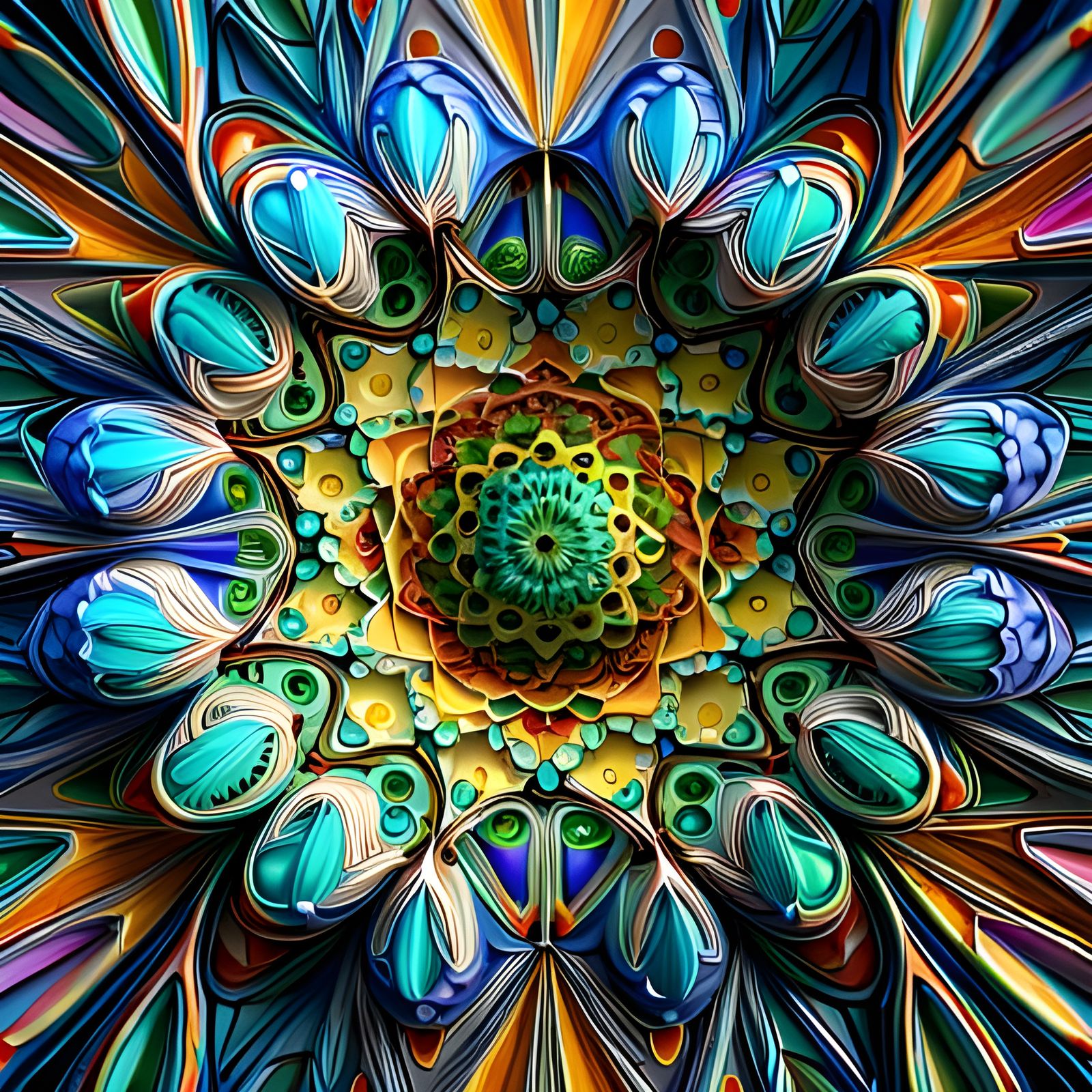 Intricate 3D Kaleidoscope Render with Sharp Focus
