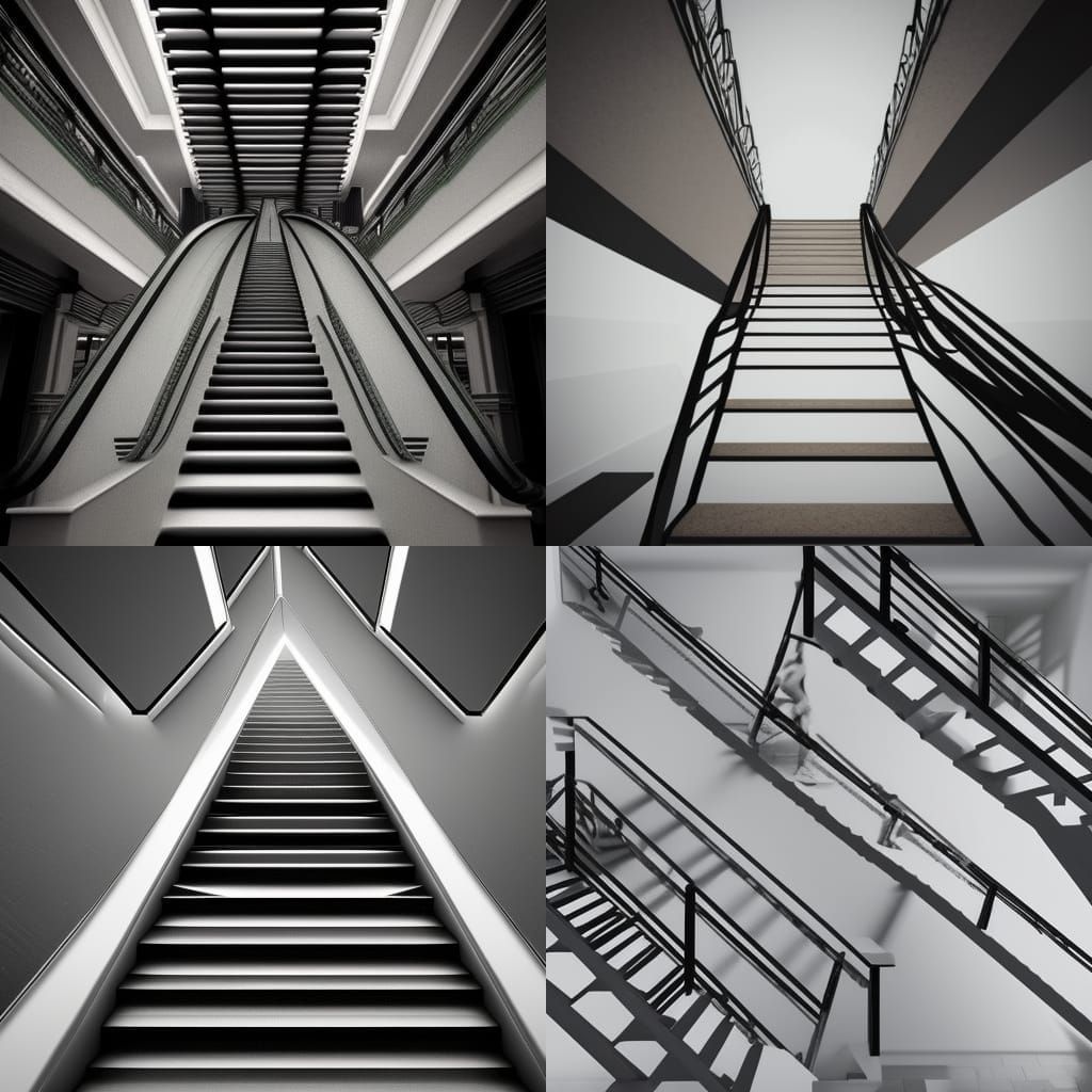 Infinite Staircases in Sci-Fi Vaporwave Style
