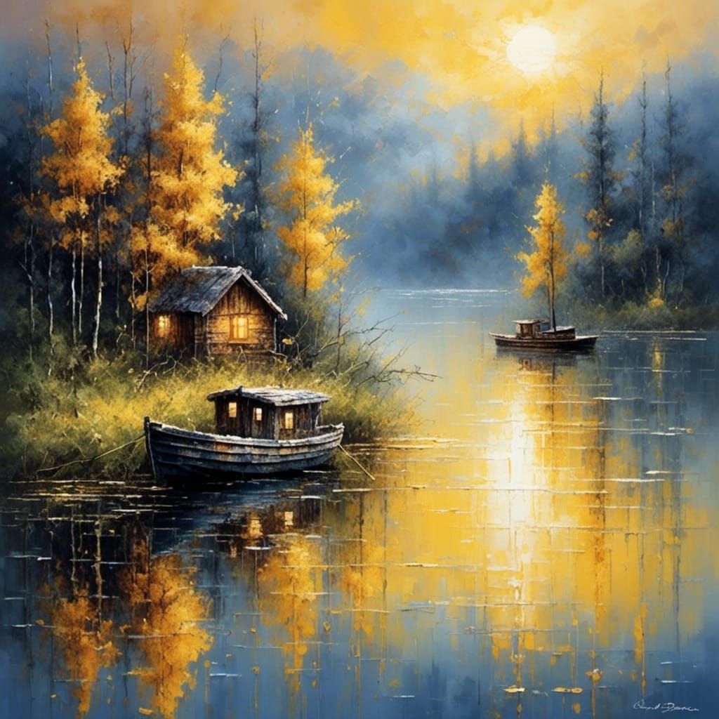 Spring Sunrise Over Conesus Lake: Watercolor Painting