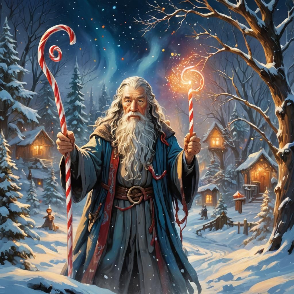 Gandalf in Winter Wonderland: Fantasy Oil Painting