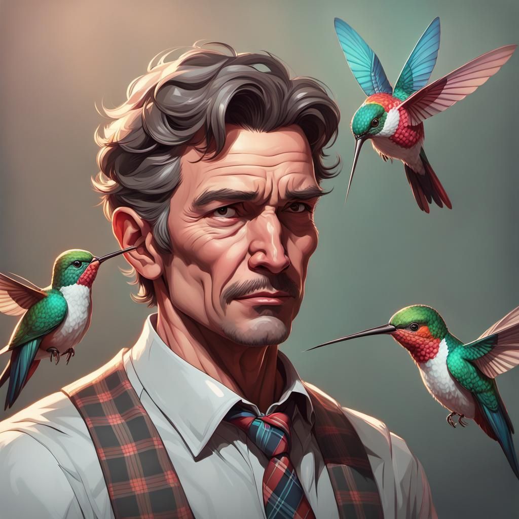 Eccentric Genius Portrait in Hyperdetailed Digital Art