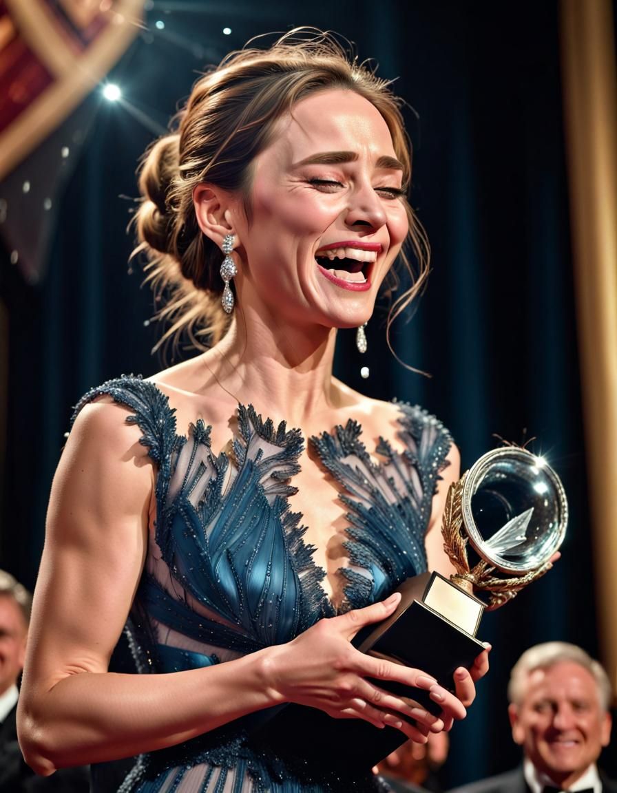 Actress's Joyful Tears at Award Ceremony