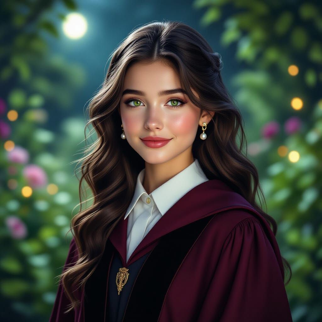 Enchanting Hogwarts Student in Magical Garden