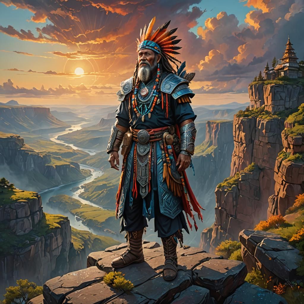 A portrait of an ancient space age Shaman