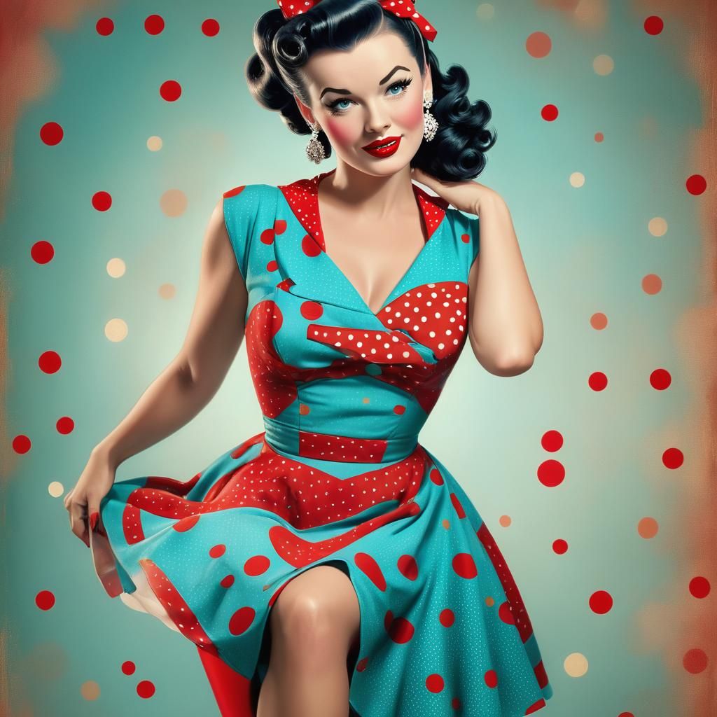 Retro Pinup Girl Portrait in Collage Art Style