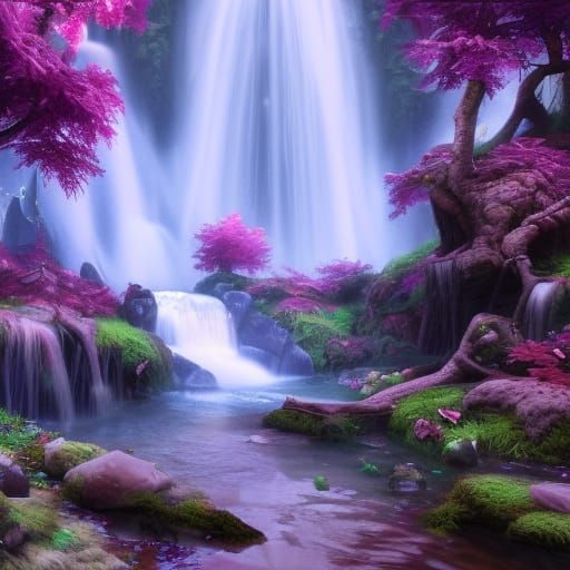 Fairyland Waterfalls: Detailed Matte Painting in Unreal Engi...