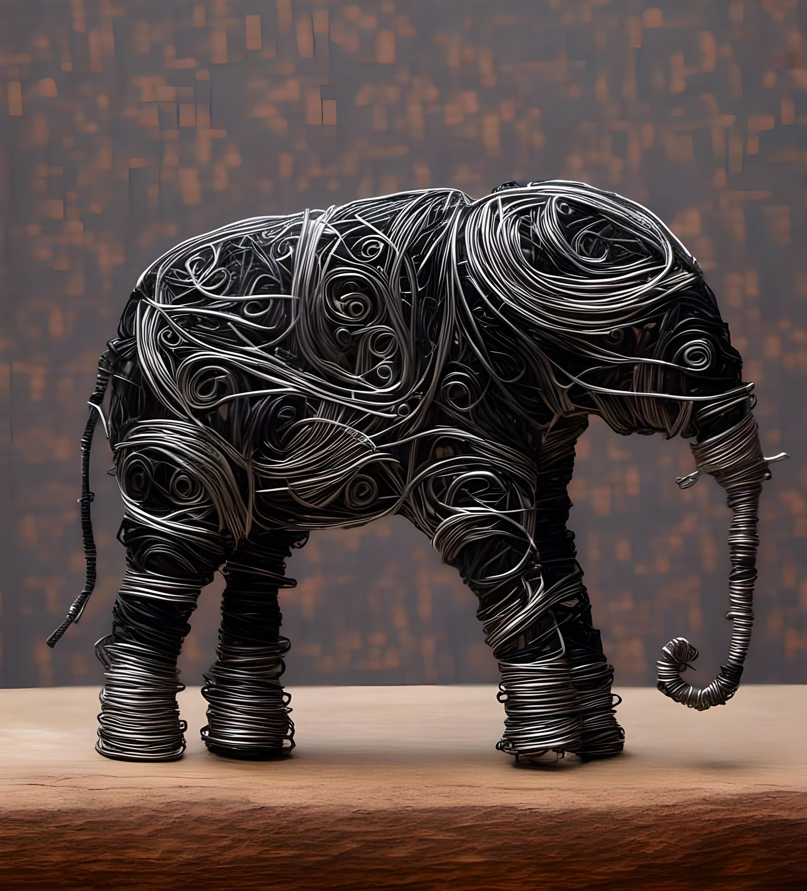 Gothic Wire Sculpture of an Elephant