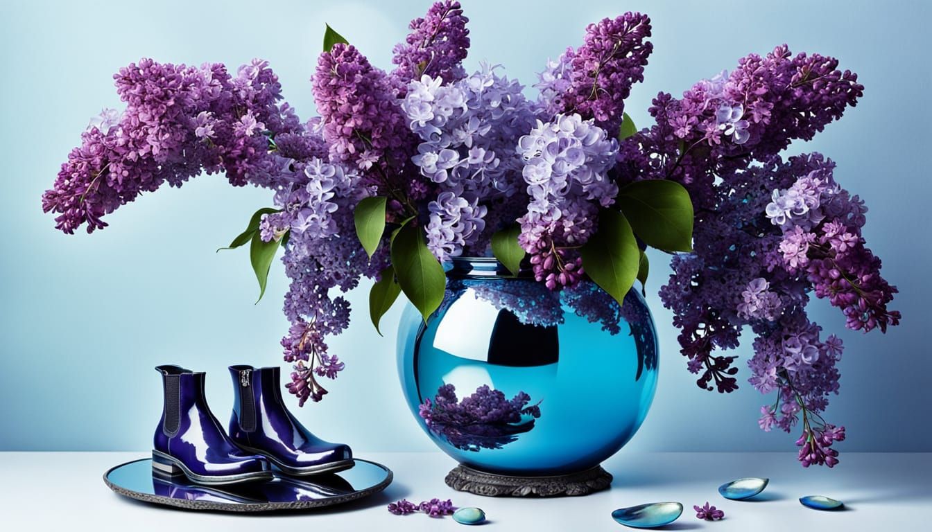 Surreal Bouquet with Moon and Flying Slippers