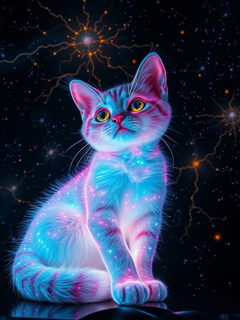Celestial Kitten in Surrealist Style
