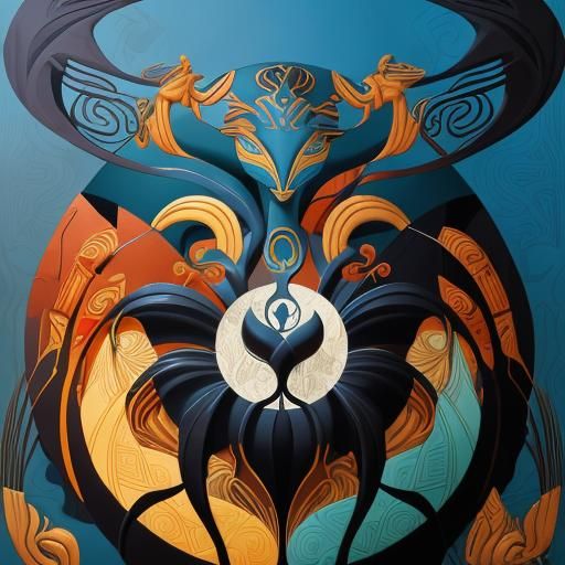 Earth Mage Cave Painting in Art Nouveau Style